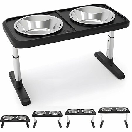 WOWMTN Adjustable Height Raised Pet Stand Feeder with 2 Stainless Steel Bowls 93AZ